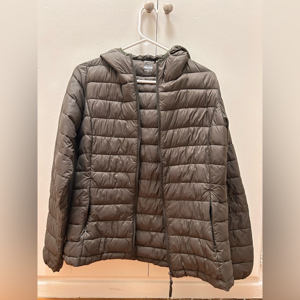 tsla Lightweight Puffer Jacket with Hoodie [Small | Army Green]